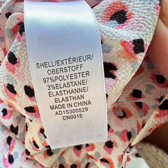 Adrianna Papell Abstract Dot Sleeveless Flutter Sleeve Tie Neck Blouse Size M - Picture 10 of 11